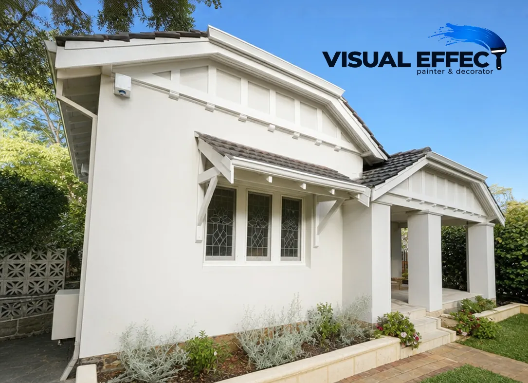 Federation home exterior in Perth repainted white by Visual Effect