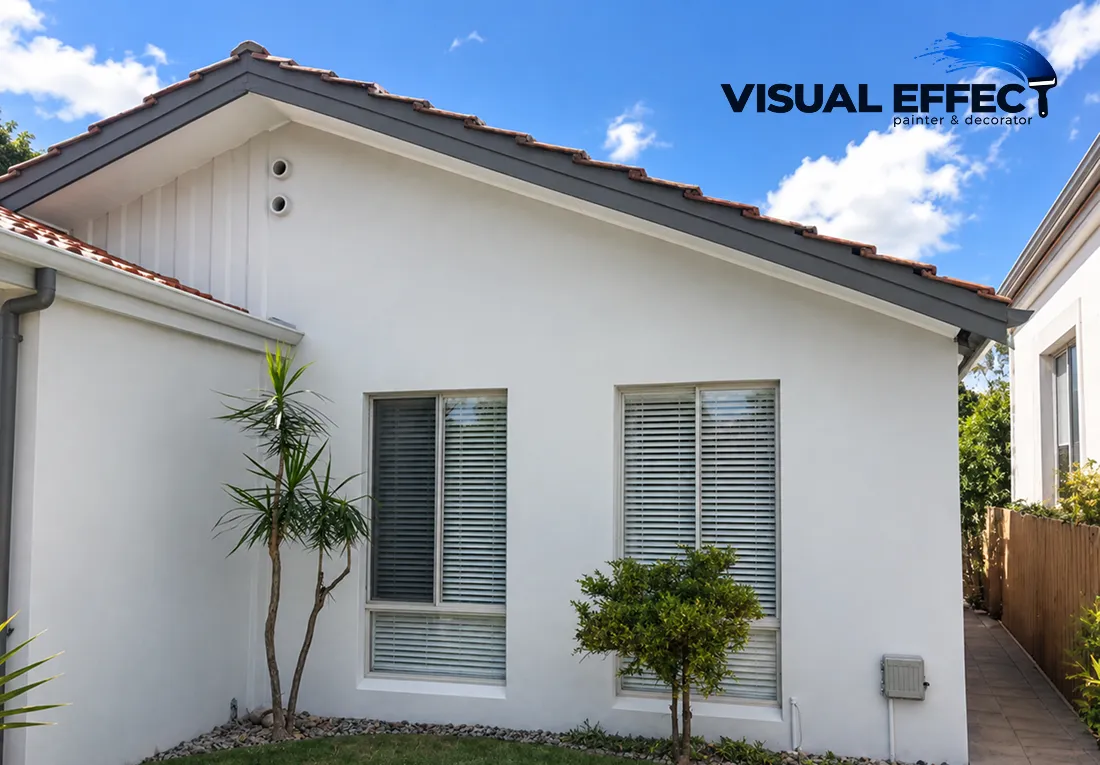 Rendered Perth home with a tiled roof, exterior painted by Visual Effect