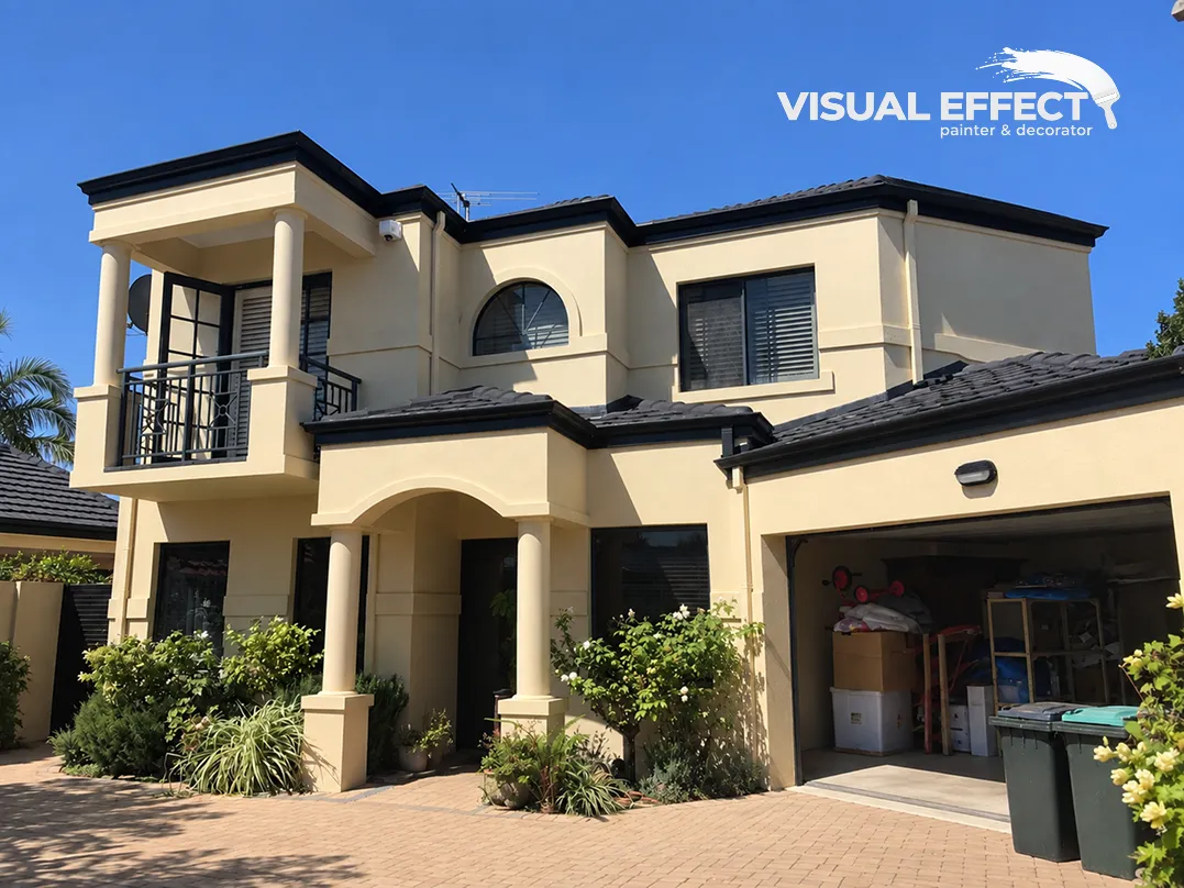 Two-storey Perth home and driveway, exterior painted by Visual Effect